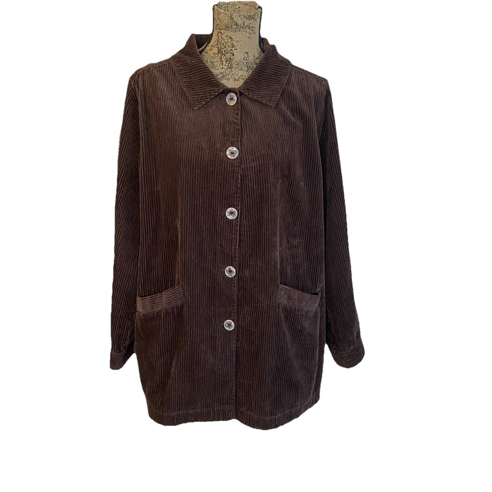 Woman Within Wide Wale Corduroy Oversized Boxy Jacket Brown Plus Sz L 18/20‎